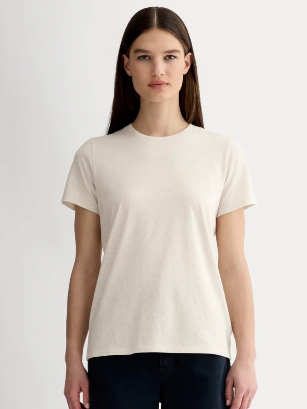 Everlane Slim Crew Tee in Heathered Oat